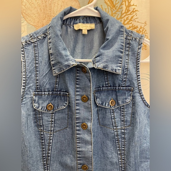 New Induldge W/ Style Denim Jean Dress Western Lightweight Button Down Maxi - Picture 2 of 10